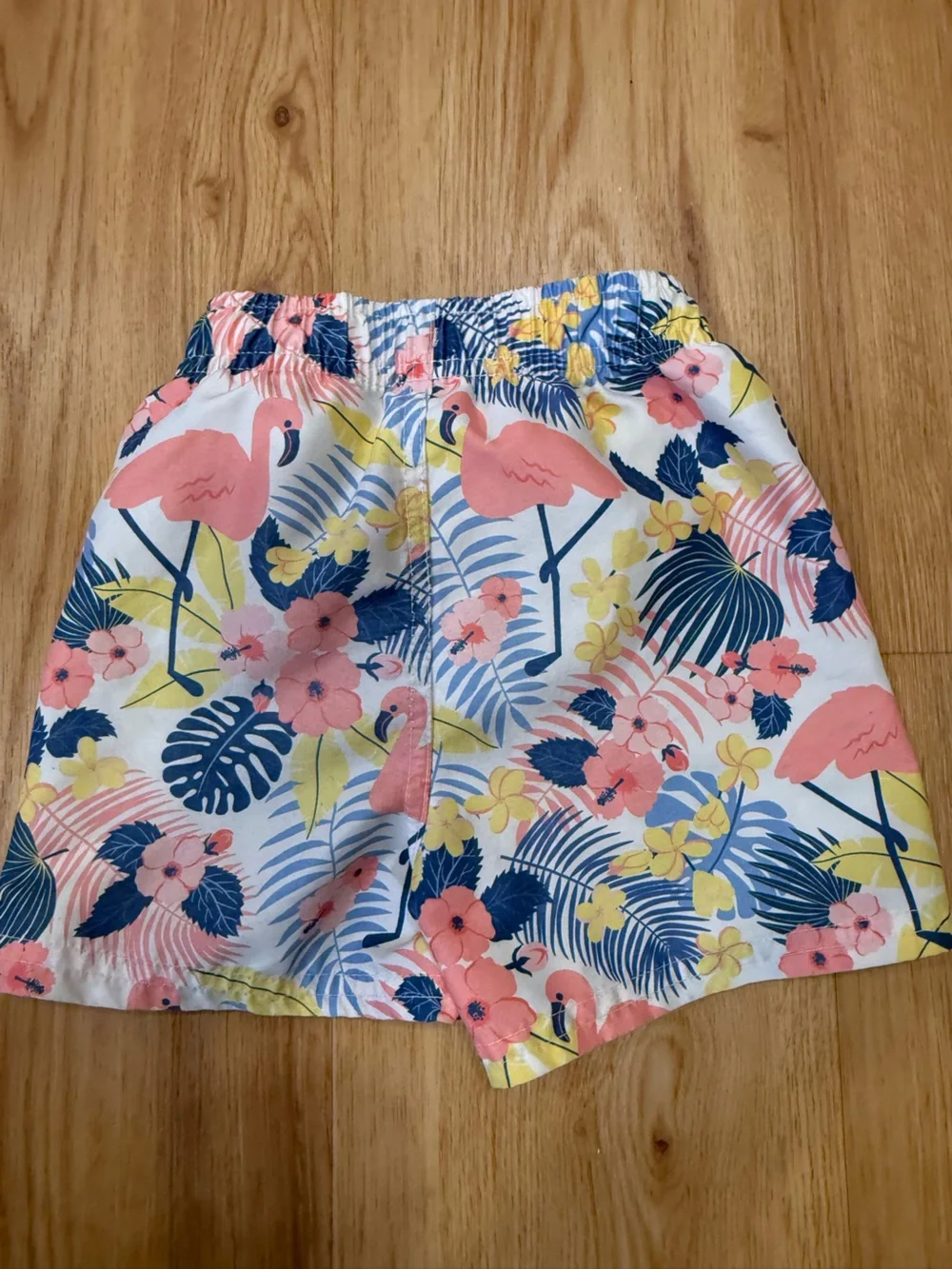 RuggedButts Kids Lemon Rash Guard Set with Tropical Flamingo Shorts
